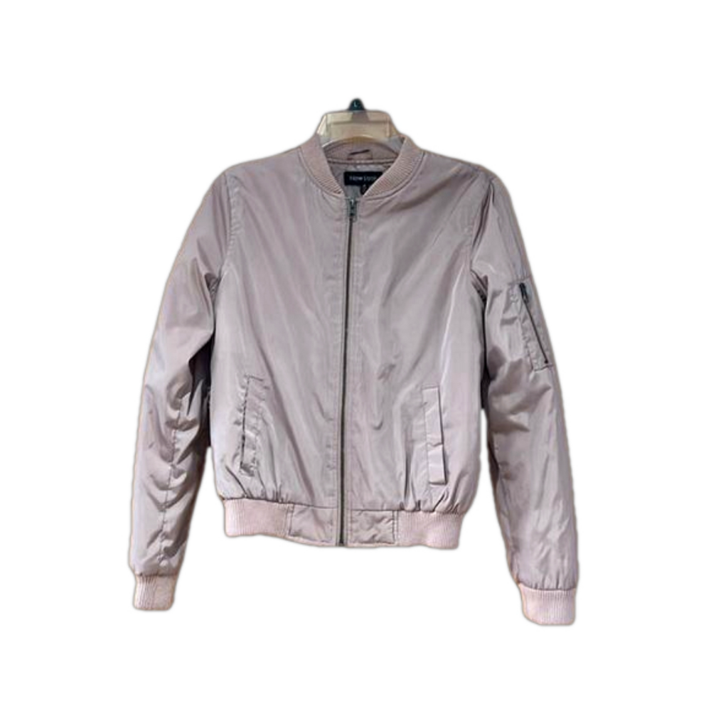 New Look Womens Light Pink Satin Bomber Jacket Size Medium Coat